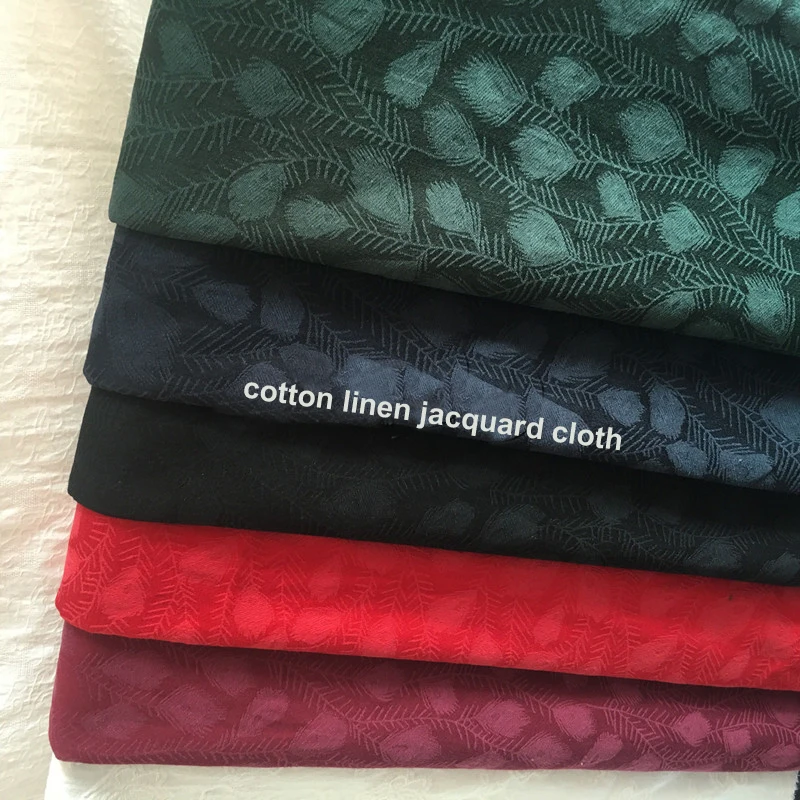 

100cm*150cm Elegant leafs print cloth soft natural linen cotton gowns fabric tissu