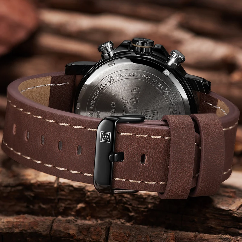 Мужские часы Топ люксовый бренд мужские кожаные спортивные NAVIFORCE кварцевые