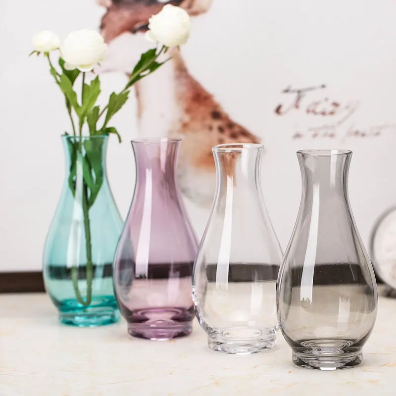 

Modern multicolor glass vase Hydroponics flower containers Hand blown small vases home wedding decoration Small Flowerpot