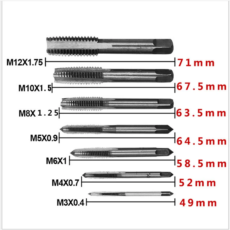7 шт./компл. HSS M3 M4 M5 M6 m8 m10 m12 машина прямая Резьбовая Метрическая вилка ручной кран