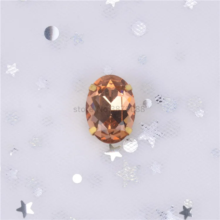 Light peach Crystal13x18mm Овальный 10 шт./упак. супер флэш-K9 стекло Золотая основа пришить коготь стразы, современное оборудование для изготовления аксессуаров для одежды - Цвет: Light peach