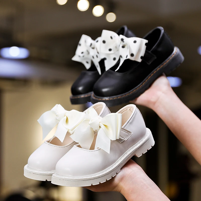 Millet Step Wave Point Girls Bow кожаная обувь для детей 2019 летняя праздвечерние чная