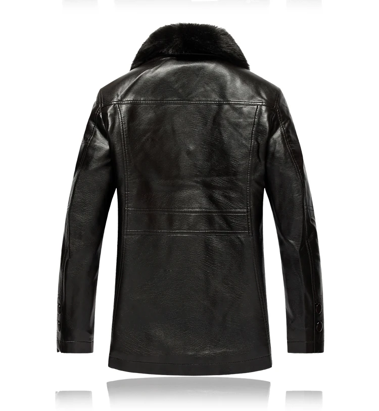 XL-7XL Повседневная однотонная кожаная куртка с меховым воротником, мужское пальто, теплая зимняя куртка, мужские кожаные куртки размера плюс, высокое качество