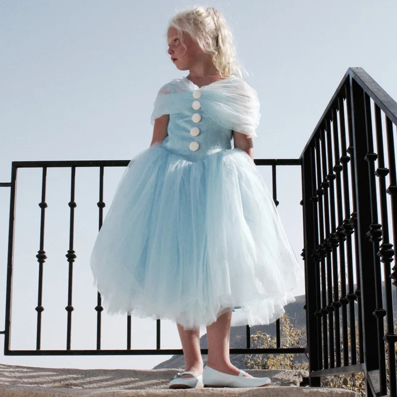 От 2 до 13 лет Детские Золушка снег белый костюм Cosplay для девочек элегантное платье принцессы Дети Вечеринка платье vestido CA978