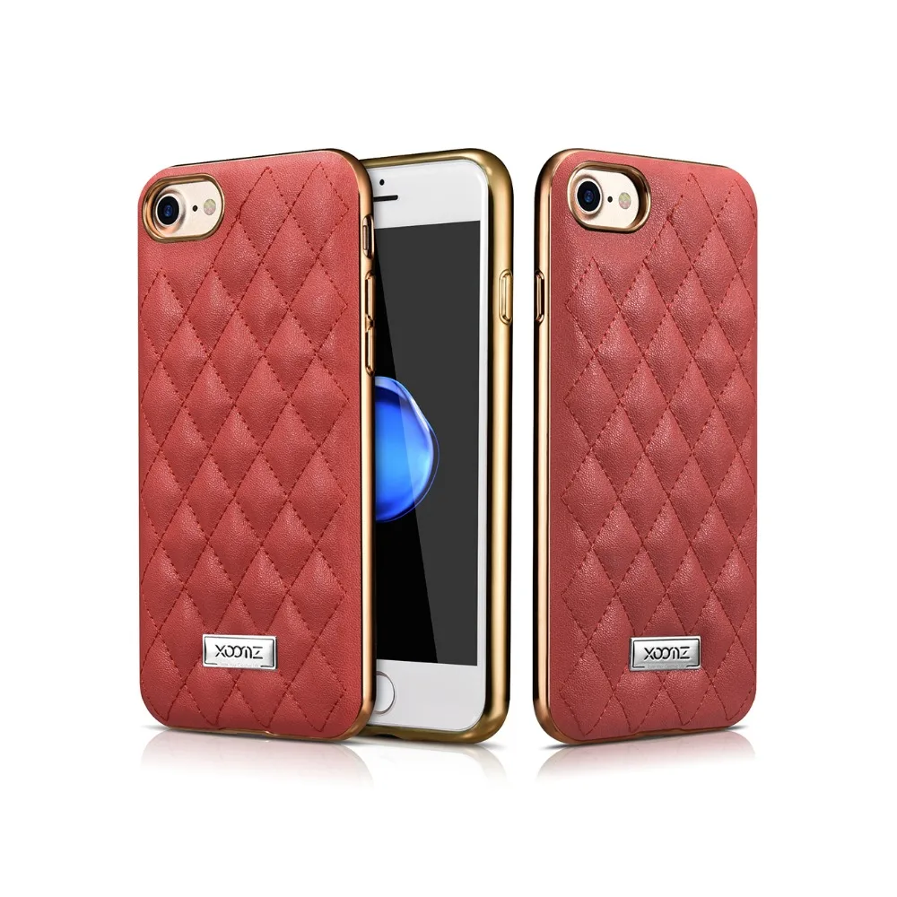 ICarer Леди Люкс 5 цветов квадратная сетка овчины кожаный чехол для iphone7 4.7 &quotназад