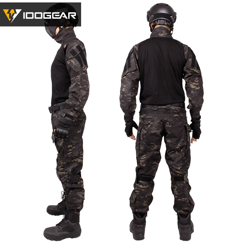 IDOGEAR боевой BDU Камуфляж мужская униформа G3 тактическая одежда страйкбол одежда черный хлопок полиэстер - Цвет: Multicam black