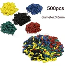 500 шт., многоцветные термоусадочные трубки из полиолефина для автомобильных электрических кабелей