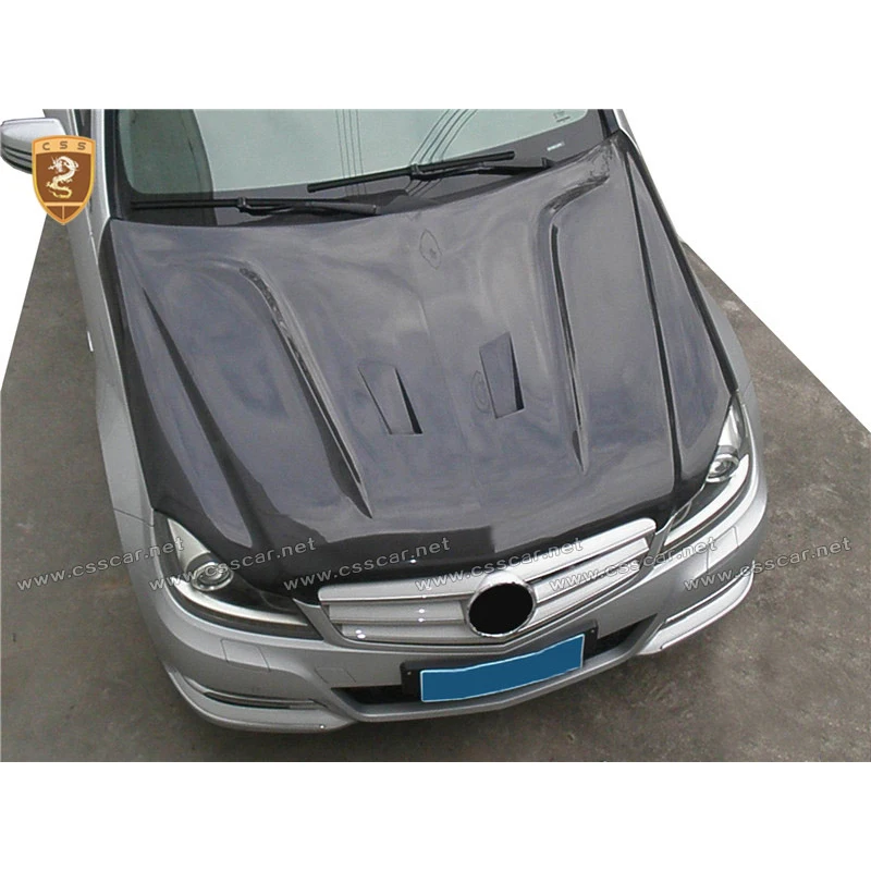 Крышка капота двигателя из углеродного волокна подходит для W204 C300 2012 2013-W204 Автомобильный капот для Mercedes Запчасти Аксессуары