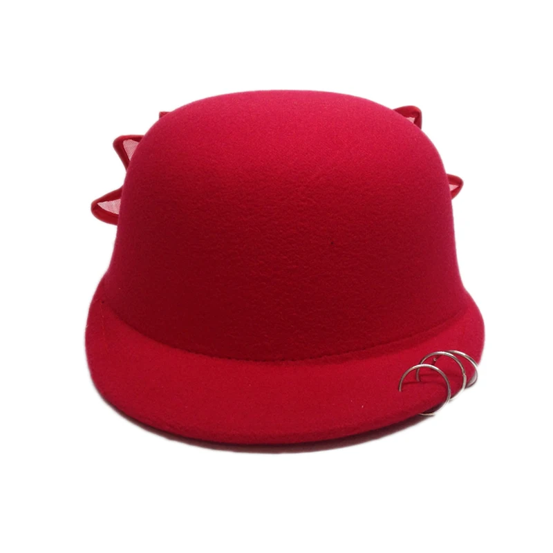Lovely Winter Fedoras Hats For Kids Equestrian Hat With Large Bow Children Autumn Trilby Wool Fedora Chapeu Sombrero YY60544 | Аксессуары