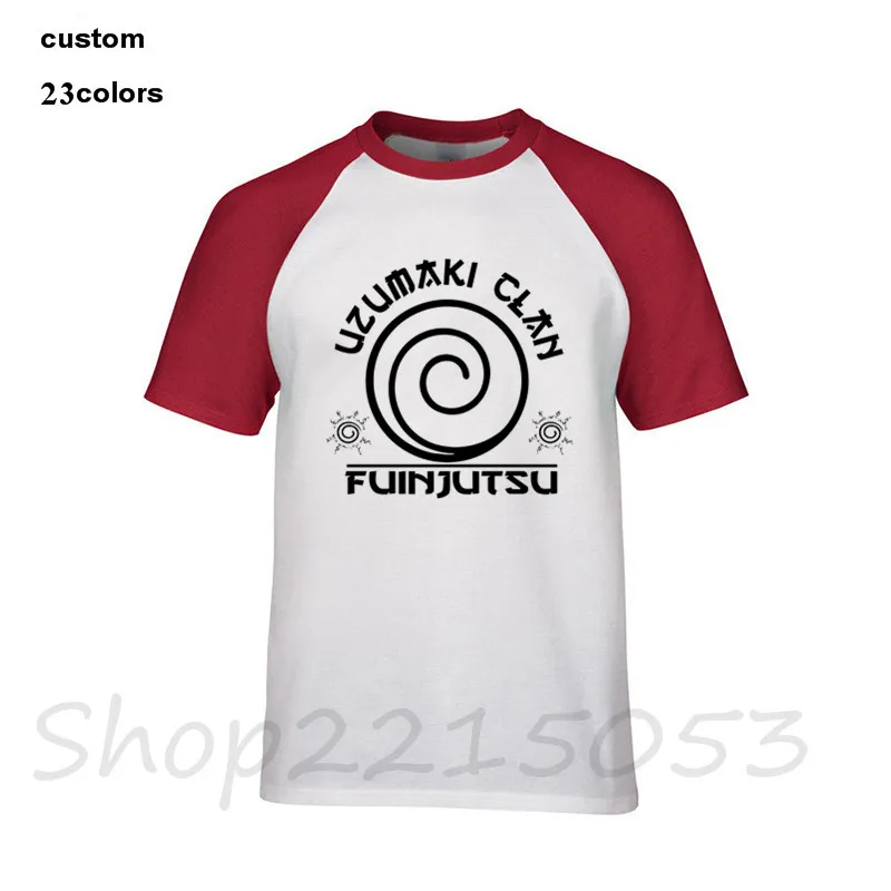 2018 японский стиль Uzumaki clan Мужская футболка camisas игра с коротким рукавом черная