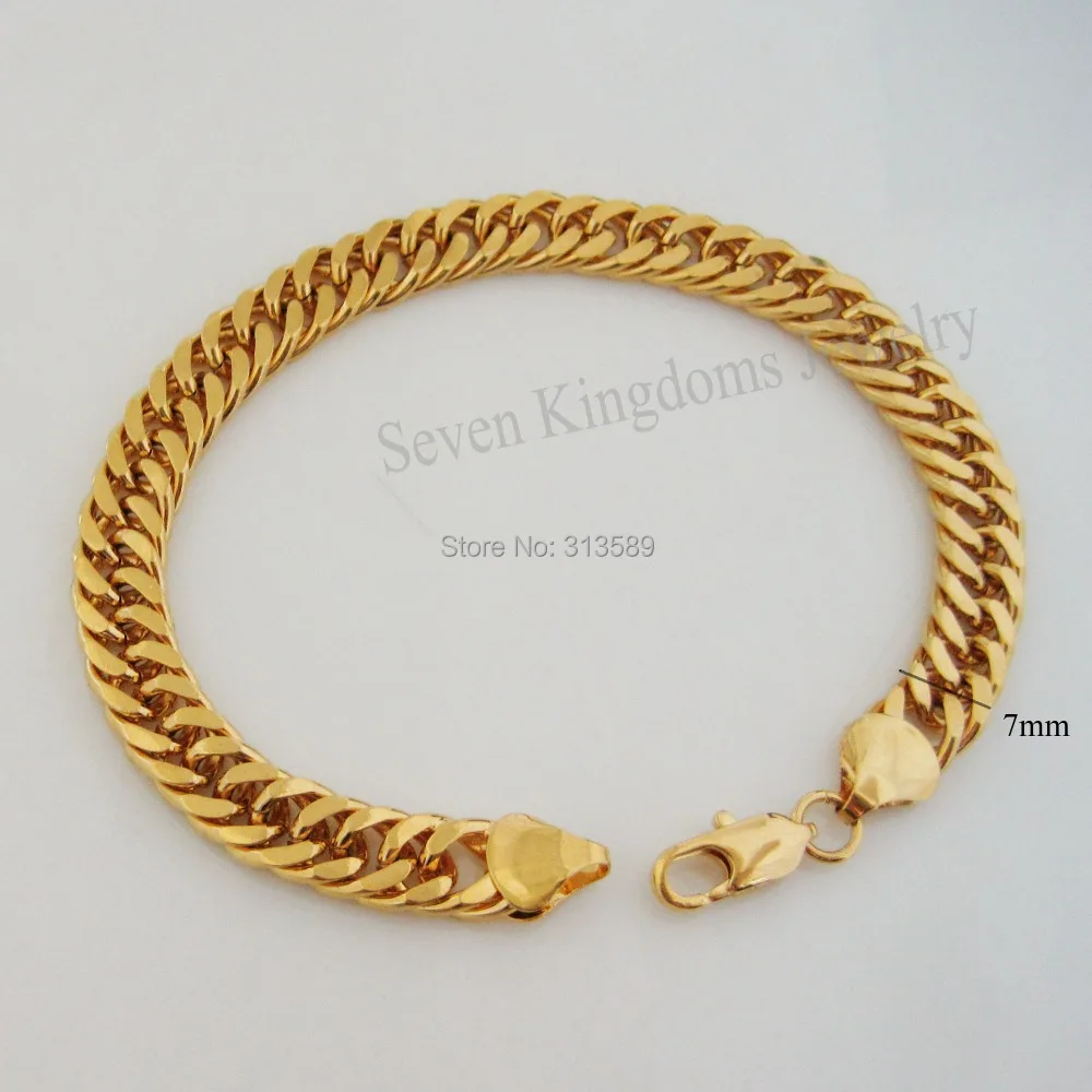 

Многослойный латунный браслет с кубинской звеньями, 20 г, 8,5 дюйма, 7 мм, с покрытием из желтого золота, отличный подарок