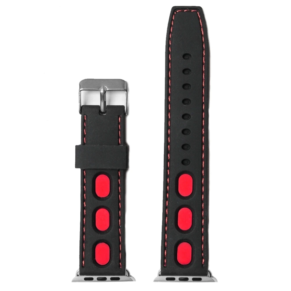 Ремешок для часов Apple iWatch WB1096C38JB черный с красным силиконовым желе 38 мм|replacement watch