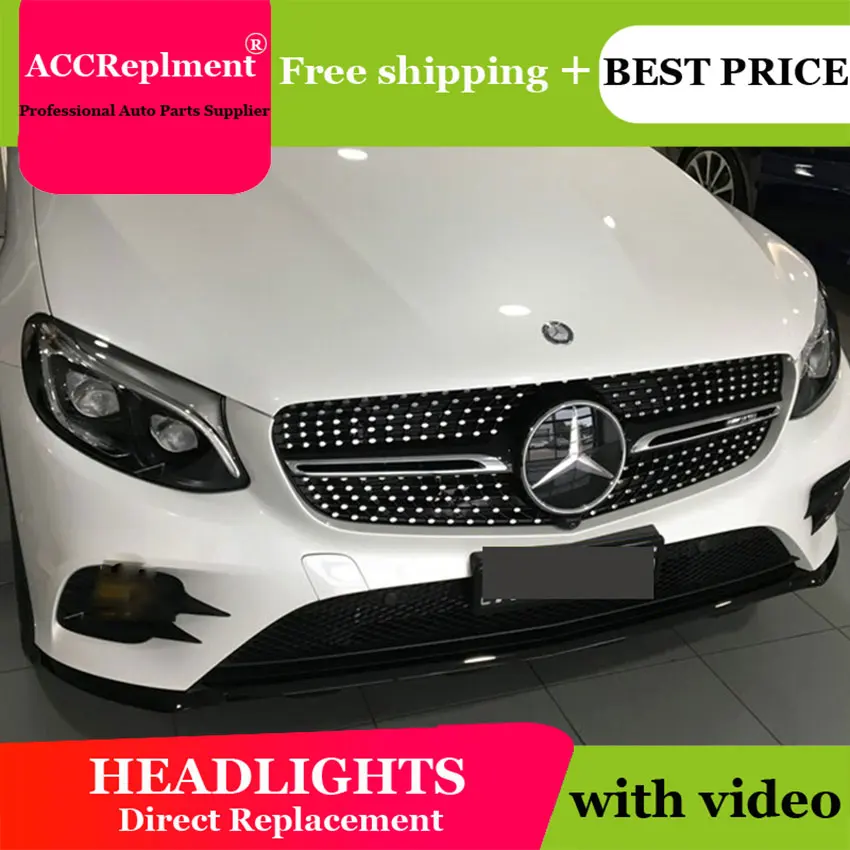 

AUTO.PRO For Benz AMG GLC headlight 2016-2019 bi xenon lens ForBenz AMG GLC head lamps H7 parking LED tear light DRL car styling