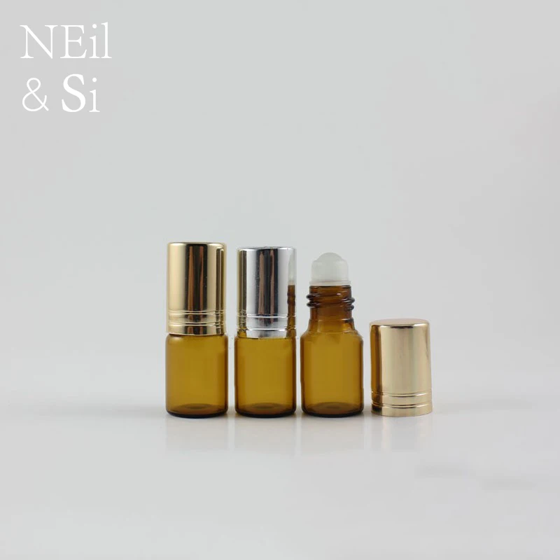 

3ml Brown Glass Cosmetic Roller Bottle Perfume Container Essential Oil Refillable Makeup Water Roll on Bottle Free Shipping