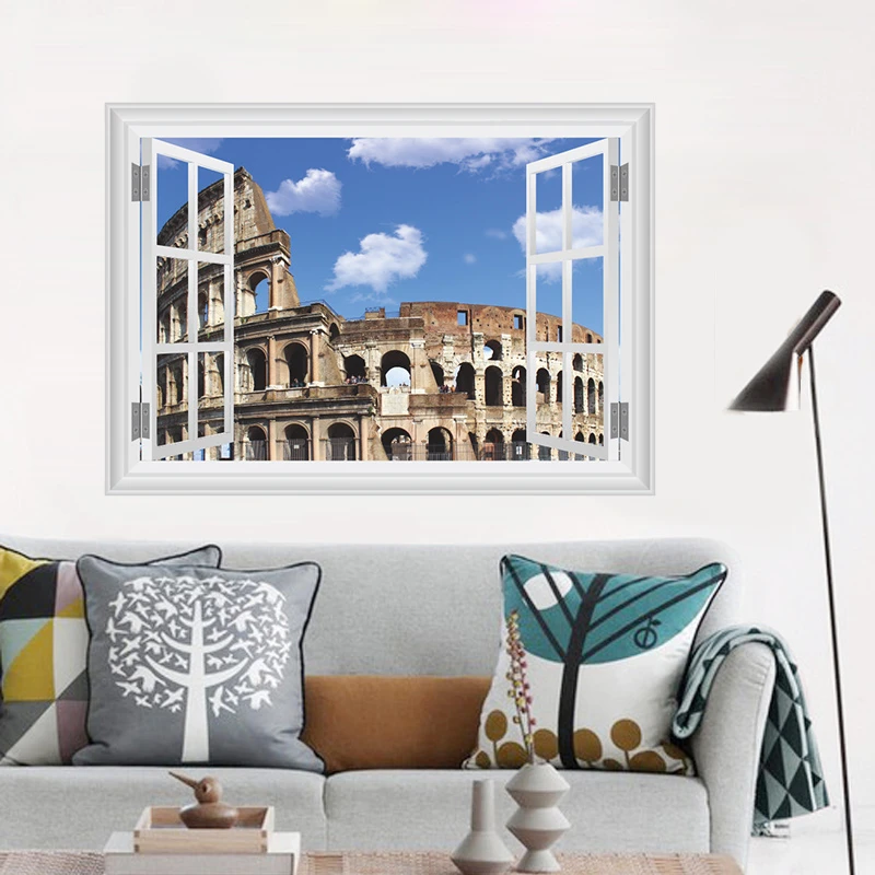 Наклейки на окна Colosseum 3d стены в римском стиле для украшения дома|home decor stickers|wall