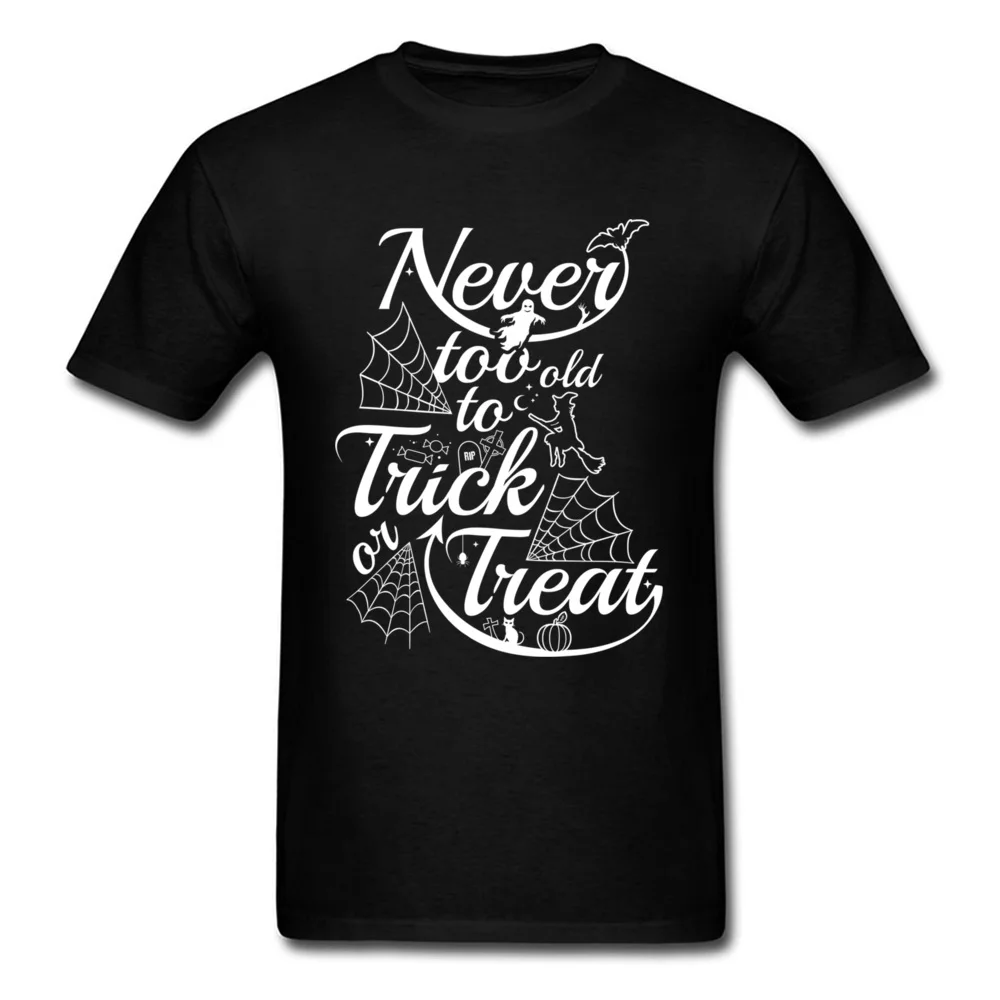 Футболка для Хэллоуина Мужская футболка с надписью Never Too Old For Trick Or Treat одежда