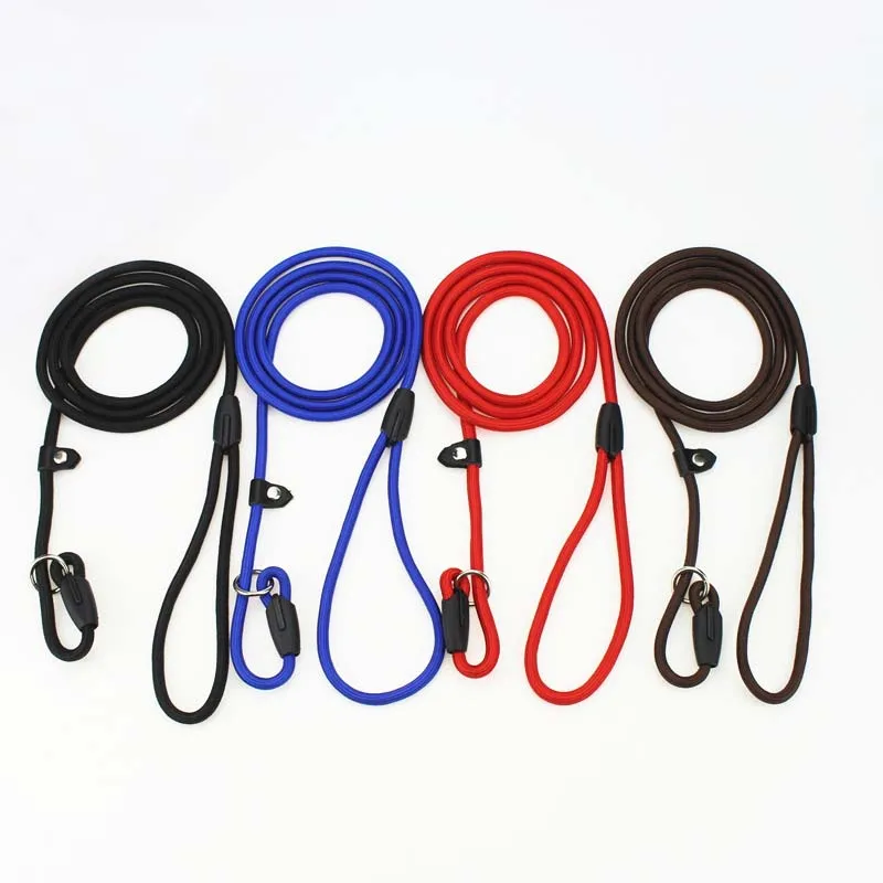 140cm Length 0.6/0.8/1.0cm Diameter Nylon Dog Leash Rolled Round Strong Slip Dog Lead Collar Pet Training Rope Correa Perro 10E
