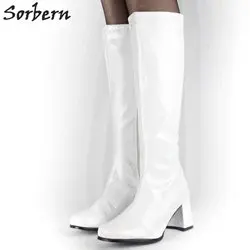 Sorbern/костюмы на Хэллоуин; женские сапоги до колена с квадратным носком; коллекция 1960 года; Сапоги GOGO в винтажном стиле; 60s 70 s; модные вечерние размера плюс