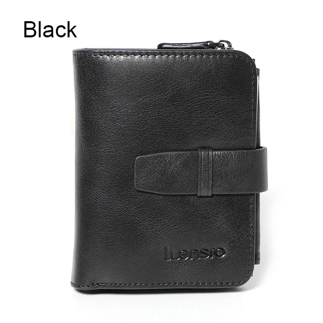black Натуральная кожа женские кошельки короткий кошелек для монет маленький кошелек кожаный держатель для карт кошелек на молнии Hasp женский кошелек для монет для женщин - Цвет: black