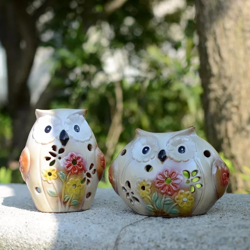 2 шт. глазурованная керамическая сова в печи украшение для дома стиле ретро сада