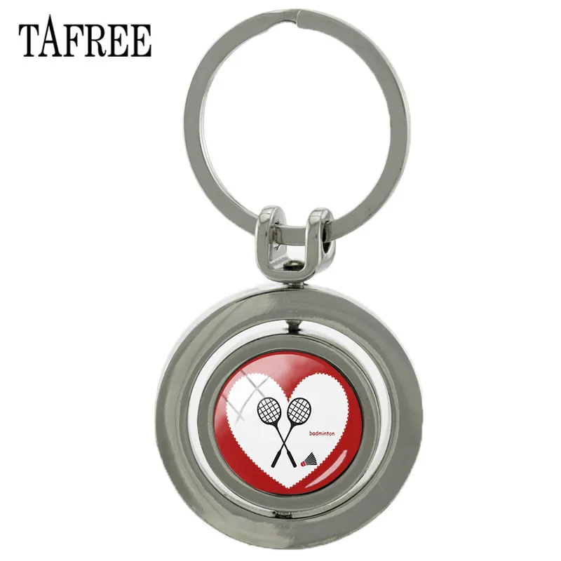TAFREE вращающийся металлический с надписью I Love брелок &quotбадминтон&quot двойными