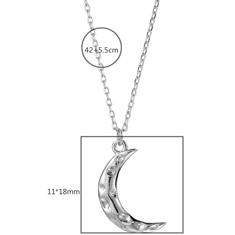 

Flyleaf 925 Sterling Silver Bump Pattern Crescent Necklace Women Fashion Fine Jewelry Simple Necklaces & Pendants High Quality