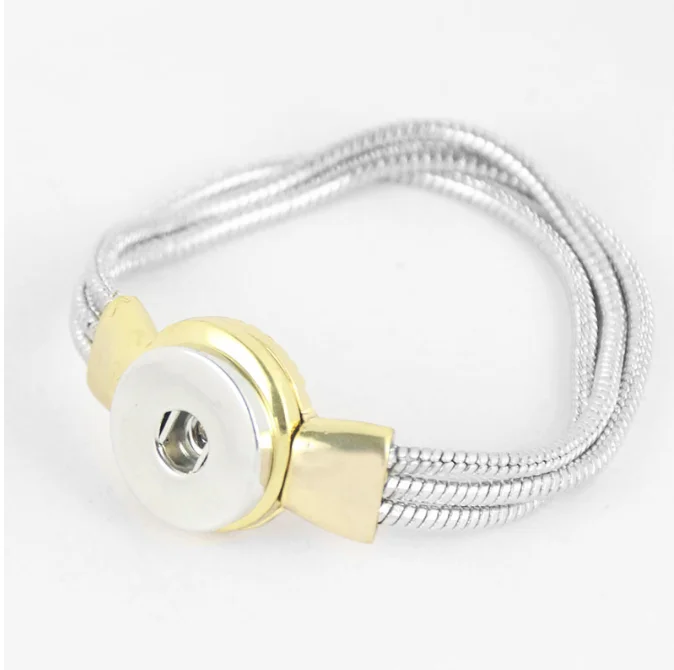 

Модная Очаровательная цепочка под змеиную кожу, Простой браслет на застежке, золотой магнит, пряжка, подходит для 18 мм, кнопки, ювелирные изд...