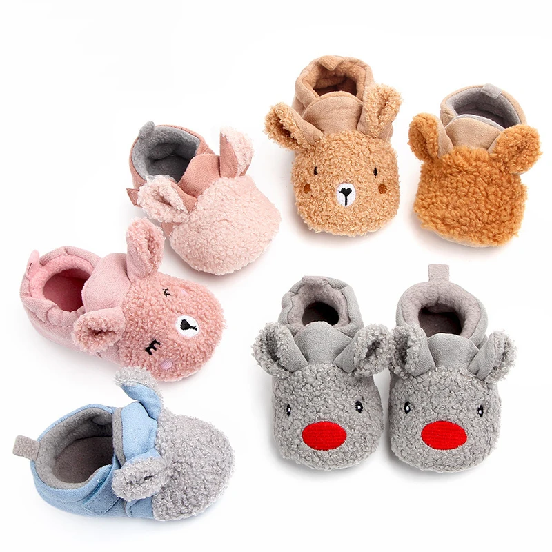 Winter Warm Newborn Snow Boots Shoes Baby Shoes Coral Velvet Cartoon Baby Girl Shoes First Walkers Fashion Princess Soft Sole