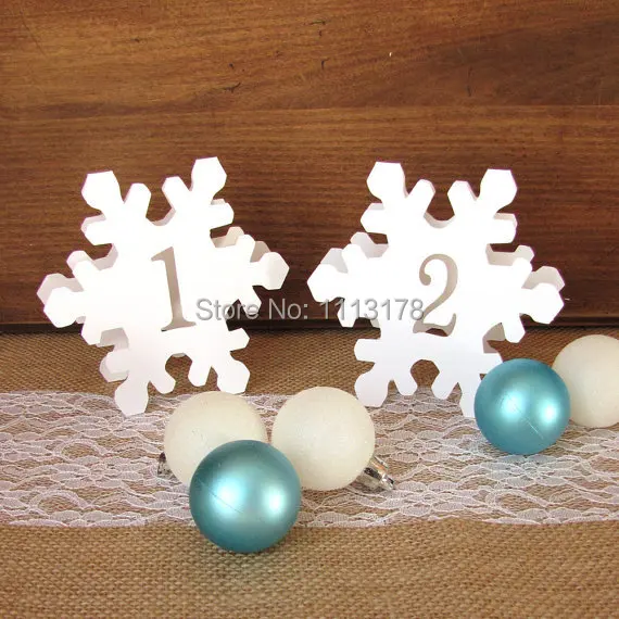 cheap Snowflake Table numbers winter wedding Baptism Decoration Romantic Event Favor Baby Shower Cutout Scrapbook | Дом и сад