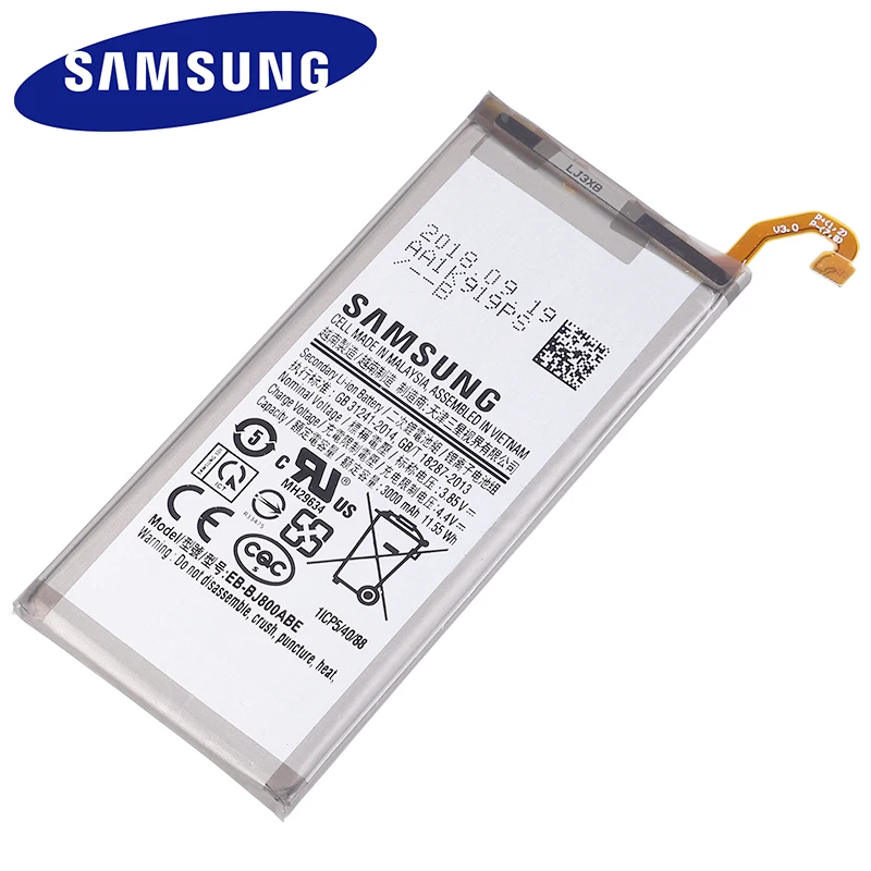 Запасная батарея 3000 мАч для Samsung Galaxy A6 (2018) EB-BJ800ABE A600F J6 J600F | Мобильные телефоны и