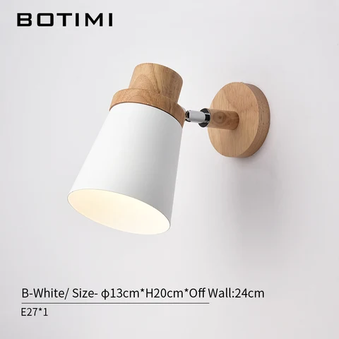 Настенный светодиодный светильник BOTIMI, в скандинавском стиле, для спальни, чтения, настенный прикроватный бра, Luminaira, современный деревянный настенный светильник E27