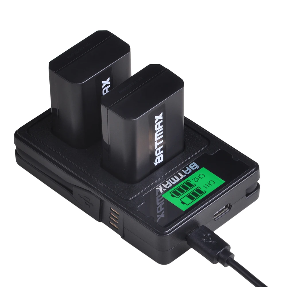 Аккумулятор Batmax NP FW50 np fw50 + двойное зарядное устройство USB с ЖК дисплеем и кабелем