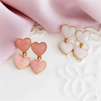 fashion geometry drip heart shaped peach cute romantic stud earrings for women jewelry accessories