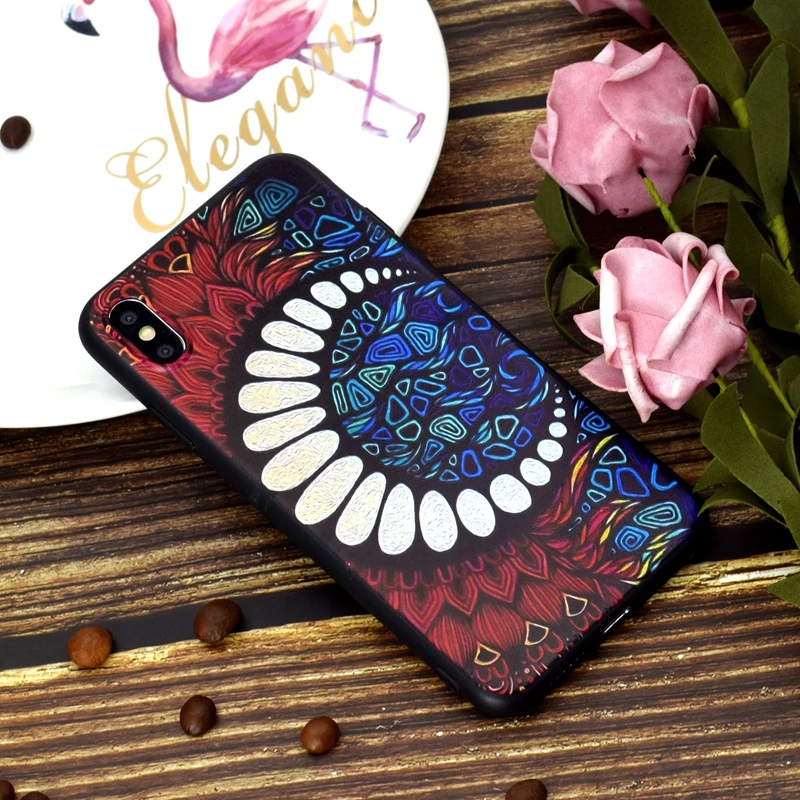 Для Iphone XR XS MAX X 10 8 7 Plus 6 5 SE искусственный 3D Рельефный цветок мягкий чехол из ТПУ
