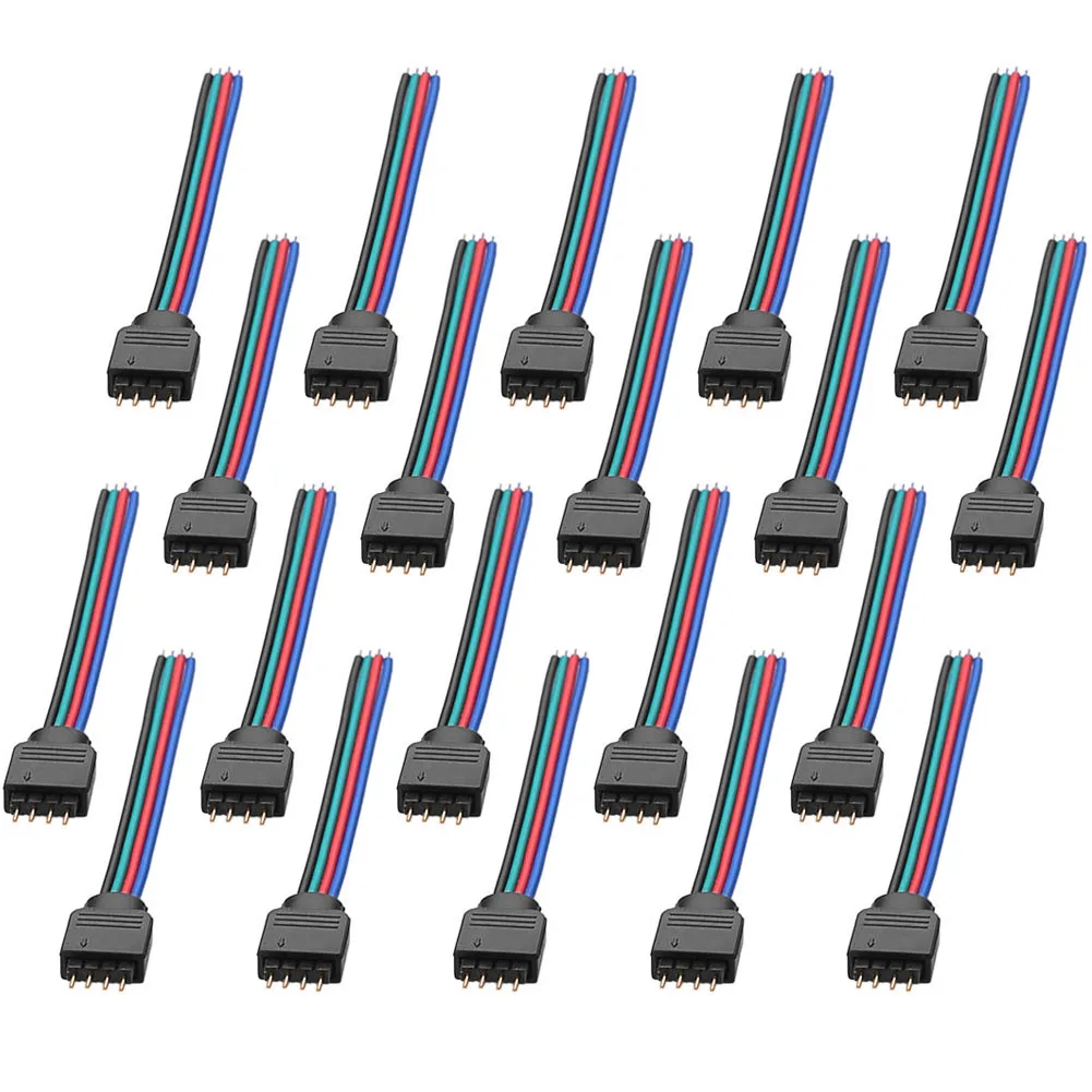 20 шт./компл. 4 Pin Расширение разъемы RGB провод кабель для 3528 5050 SMD Светодиодные ленты