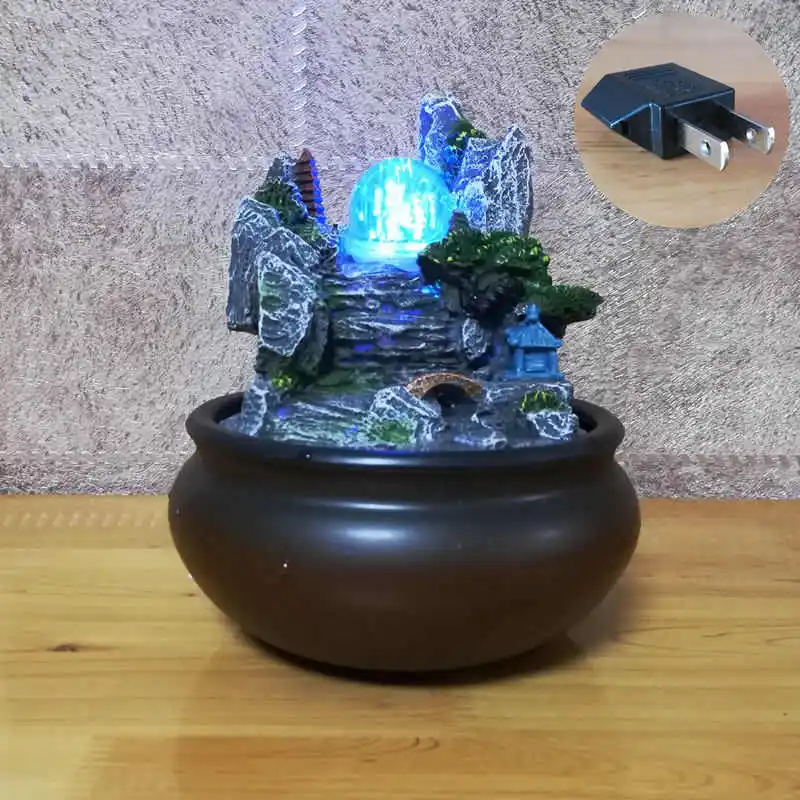 Rockery фонтан настольный китайский фэн-шуй украшения RGB лампа Крытый увлажнитель воздуха год Рождество украшение дома - Цвет: US plug