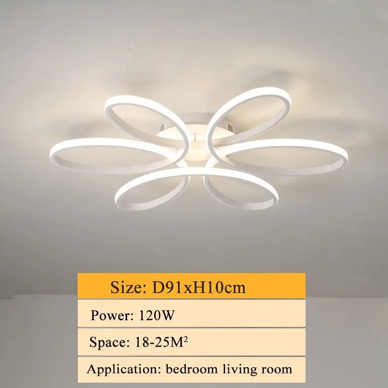 Modern led chandelier lighting for living room bedroom dining room indoor home lustre chandelier lamp AC90v-260v lampadario - Цвет абажура: D91xH10CM 120W