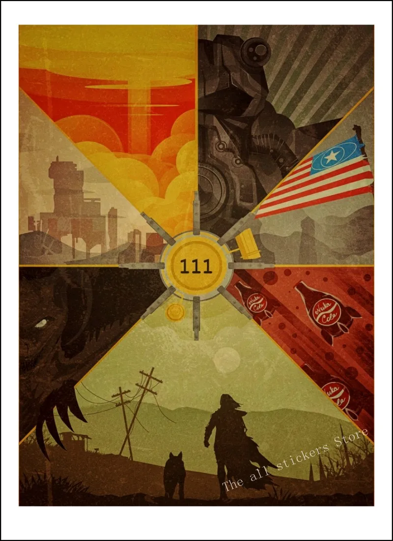 Fallout: Brotherhood of steel, Fallout 76, игровой плакат Fallout 3 4, украшение для дома, игровой плакат из крафт-бумаги/9005 - Цвет: 17