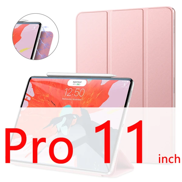 GOOJODOQ для iPad Pro 11 чехол Pro 12,9 Магнитный чехол Funda Поддержка беспроводной зарядки для Apple Pencil из искусственной кожи умный чехол - Цвет: 11 Rose gold