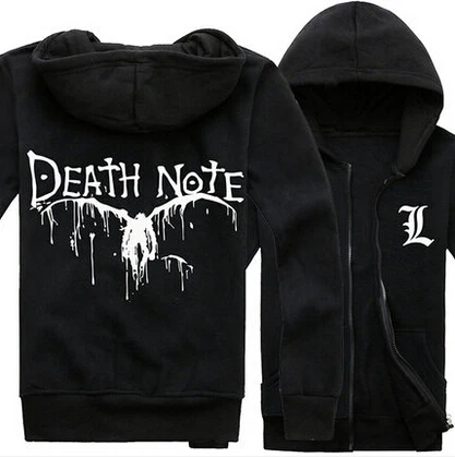 Черная толстовка с капюшоном Death Note куртка теплое модное пальто костюмы на