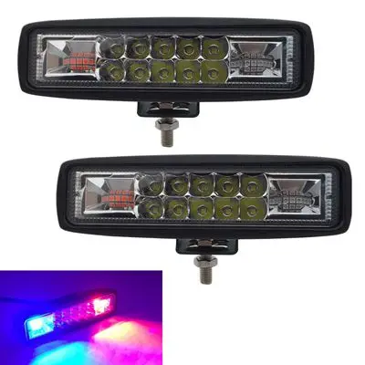2pcs blue red yellow 6 дюймов 24 Вт красный белый синий светодиодный рабочий светильник для автомобиля внедорожный светильник для вождения Flash strob рабочий светильник для 4x4 грузовиков внедорожных транспортных средств Led - Цвет: 2pcs blue red yellow