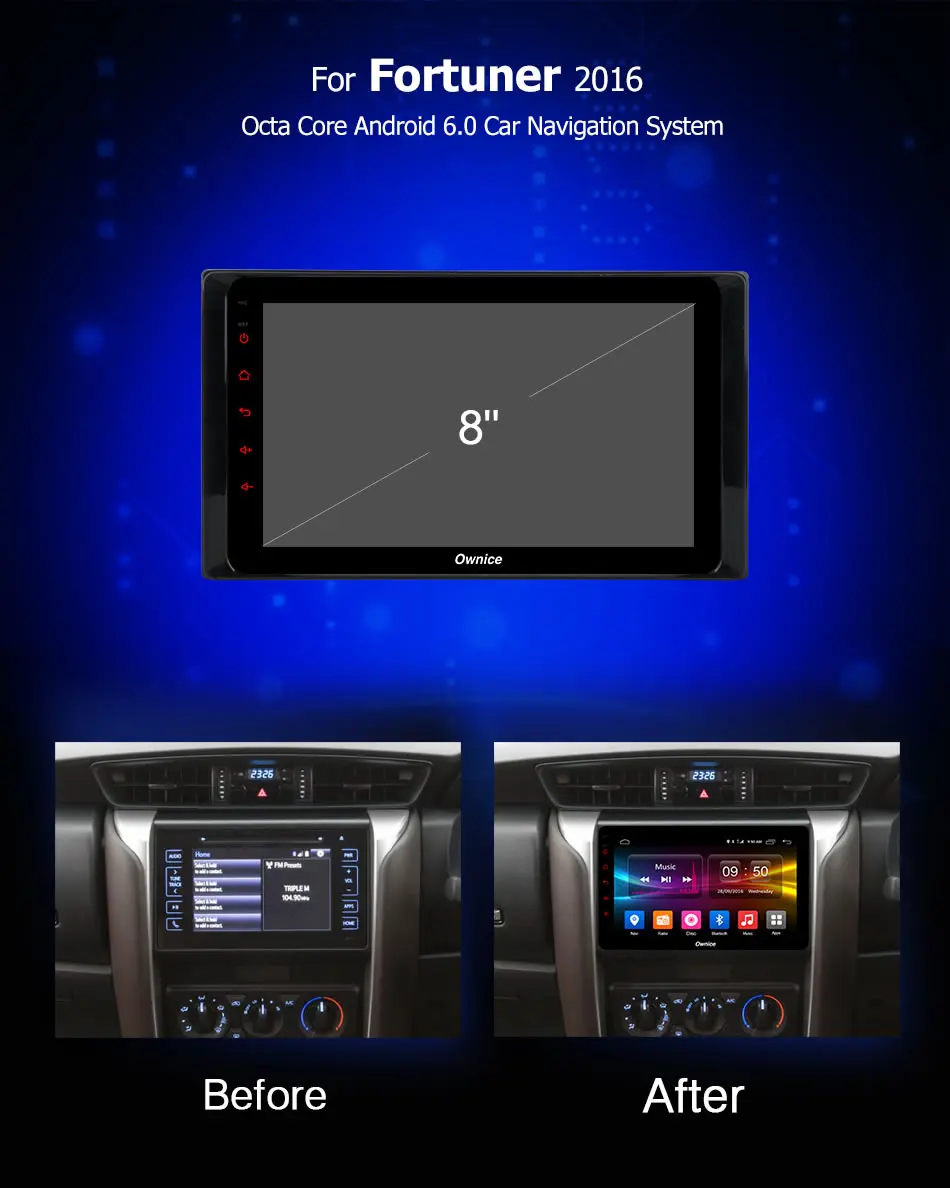 Ownce C500 + G10 Радио 8 Core Автомобильный DVD Android 1 для Toyota RAV4 Hilux Fortuner Innova Prado 2016 gps