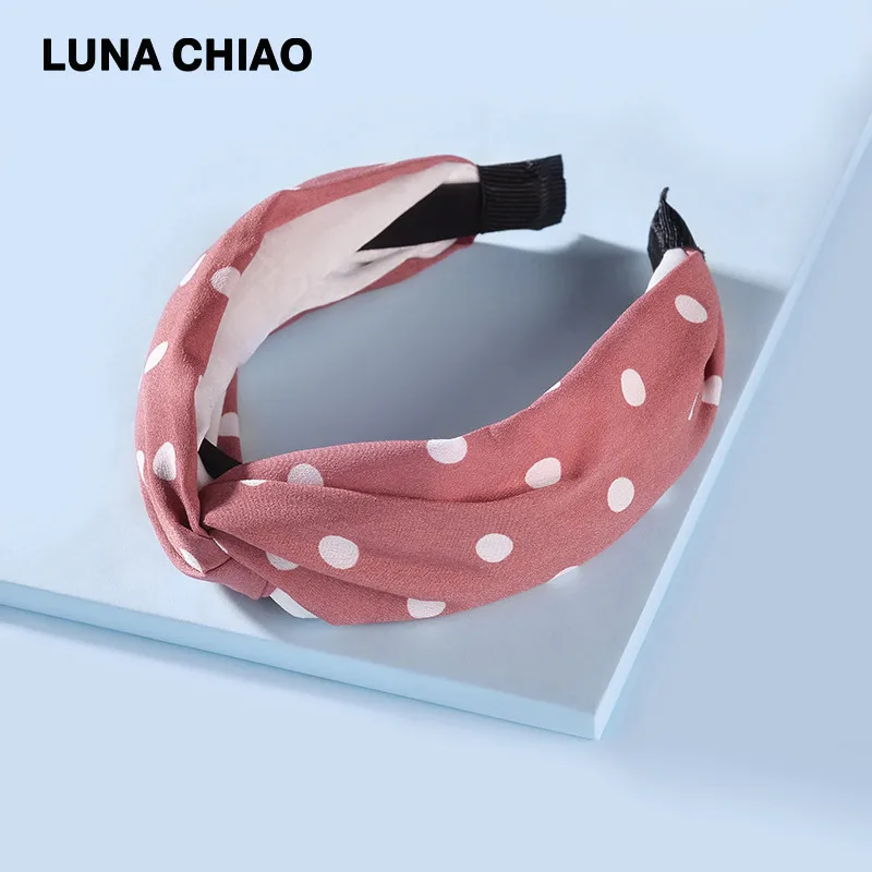 Женская широкая повязка на голову LUNA CHIAO летняя одежда для волос в горошек модные