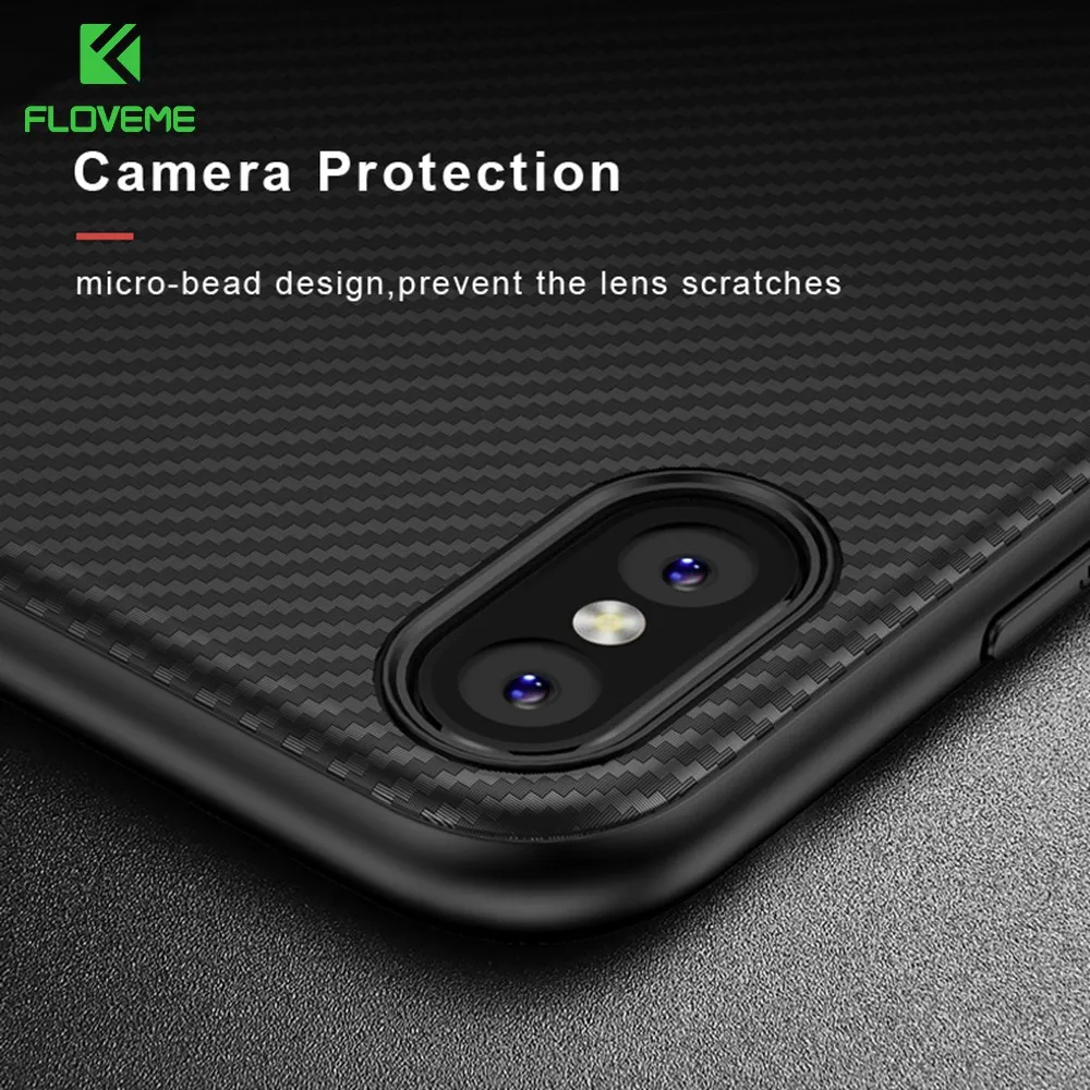 Чехол FLOVEME для телефона в деловом стиле iPhone X 8 7 6s 6 мягкие чехлы из углеродного