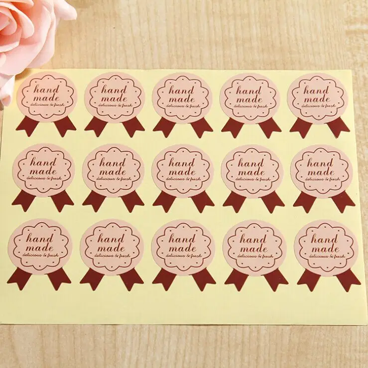 Handmade Sticker 120pc Vintage Stickers Kraft Label DIY Hand Made For Gift Cake Baking Sealing | Дом и сад