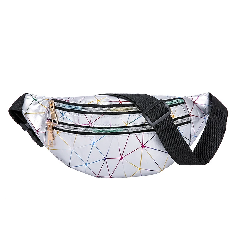 Silver 2 Waist Bag Женская поясная сумка с бананом, водонепроницаемая поясная сумка, Женская голографическая поясная сумка, дорожные нагрудные сумки, мини портмоне, сумка для телефона - Цвет: Silver 2 Waist Bag