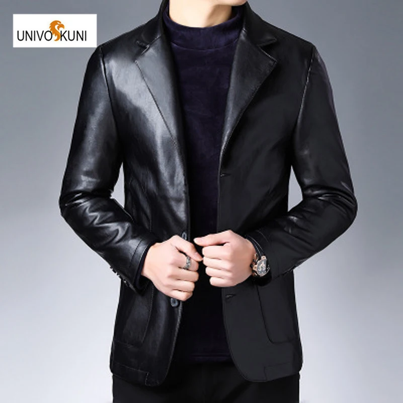 UNIVOS KUNI 2019 весенне осенний Новый костюм среднего возраста кожаная куртка модная