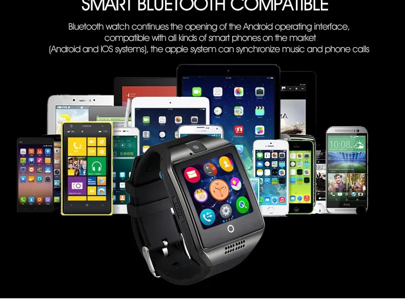 Q18 SmartWatch Поддержка sim карты Шагомер Смарт часы с Сенсорный экран камеры TF Bluetooth для