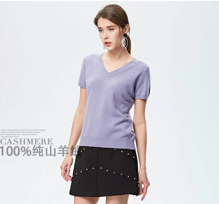 2022 New Summer sweater Spring Autumn women girl ladies 100% cashmere short sleeve Pullover free shipping JN706 | Женская одежда