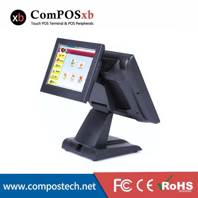 15 &quot/12&quot Ресторан двойной экран дисплей точка продажи кассовый аппарат EPOS